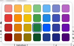 The colour palette with rows of light to dark colours