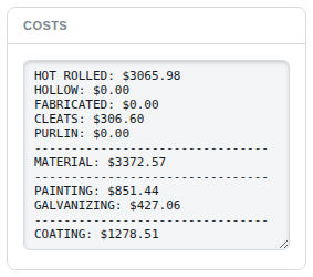 The Costs box