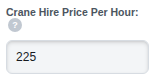 The Crane Hire Price Per Hour box