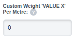 The Custom Weight VALUE X Per Metre field in Item Variables