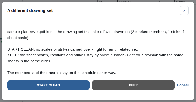 The A different drawing set question with START CLEAN and KEEP