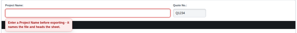 The red note under Project Name: Enter a Project Name before exporting