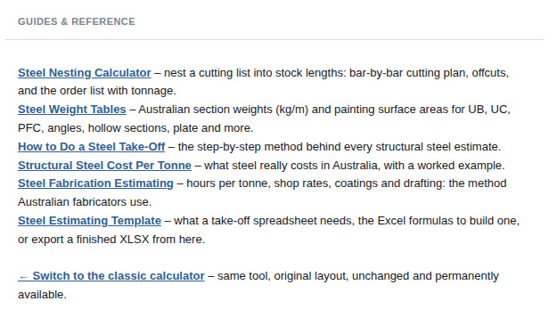 The Guides and Reference box with its links