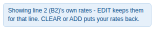 The note at the top of Item Variables reading Showing line 2 (B2)'s own rates