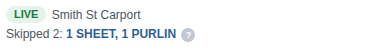 The LIVE line naming the job, with Skipped and rounded up counts