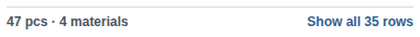 The Show all rows button under the cutting list