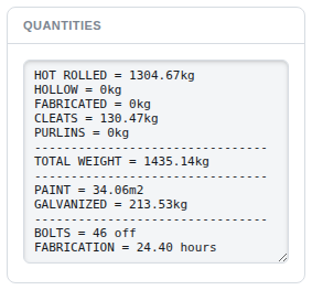 The Quantities box