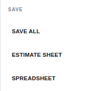 The SPREADSHEET button under Save