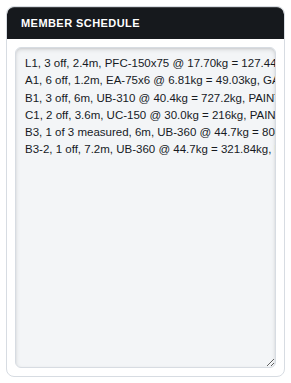 The Member Schedule with a B1-2 line under B1