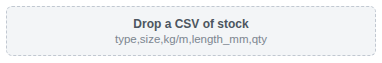 The drop zone for a CSV of stock