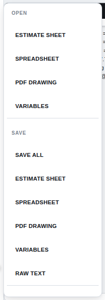 The OPEN buttons in the Load/Save menu