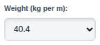 The Weight (kg per m) list